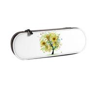 GSGCSBYMLG Floral Tree with Daisies Sunflowers Butterflies Ladybugs Insect Printed Leather Pencil case Stationery Bag