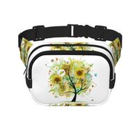 GSGCSBYMLG Floral Tree with Daisies Sunflowers Butterflies Ladybugs Insect Printed Square Double Layer Waist Bag Travel Bag
