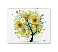 GSGCSBYMLG Floral Tree with Daisies Sunflowers Butterflies Ladybugs Insect printed The mouse pad washable mouse pad with delicate stitched edges