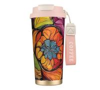 GSGCSBYMLG Flower Stained Glass Printed 316 Stainless Steel Coffee Cup Stainless Steel Mug