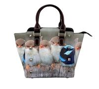 GSGCSBYMLG Four Birds printed Leather Rivet Shoulder Bag Genuine leather handbag