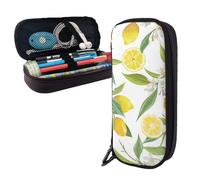 GSGCSBYMLG Fresh Tropical Lemons Printed Leather Pencil case Portable Stationery Case