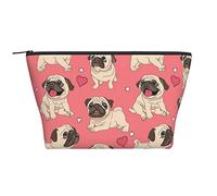 GSGCSBYMLG Funny Cartoon Pug Puppy Dog Printed Daily Storage Bag Travel Organizer Bag with Zipper Portable Toiletry Bag