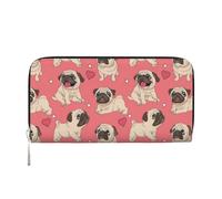 GSGCSBYMLG Funny Cartoon Pug Puppy Dog Printed Leather Hand Wallet Men Women Zip Clutch Card Holder