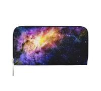 GSGCSBYMLG Galaxy in The Universe Printed Leather Hand Wallet Men Women Zip Clutch Card Holder