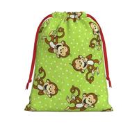 GSGCSBYMLG Green Clever Monkey printed Drawstring Gift Bag Candy Bag Festive Party Gift Bag