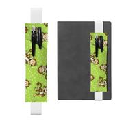 GSGCSBYMLG Green Clever Monkey Printed Leather Pen Holder Bookmark Pencil case