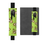 GSGCSBYMLG Green Clever Monkey Printed Leather Pen Holder Bookmark Pencil case