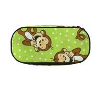 GSGCSBYMLG Green Clever Monkey Printed Pencil Bag Pencil Case Portable Stationery Case