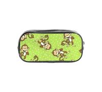 GSGCSBYMLG Green Clever Monkey Printed Transparent Pencil case Pencil Bag Portable Stationery Bag