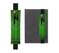 GSGCSBYMLG Green Grass Field Soccer Playground The Ball Printed Leather Pen Holder Bookmark Pencil case