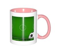 GSGCSBYMLG Green Grass Field Soccer Playground The Ball Printed Mug Double Colour Cup Ceramic Mug Decorative Cup