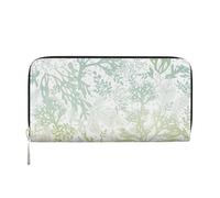 GSGCSBYMLG Green Sea Blue Seaweed Printed Leather Hand Wallet Men Women Zip Clutch Card Holder