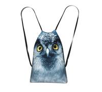 GSGCSBYMLG Grey and White Owl printed Storage bag with a drawstring backpack Drawstring strap pack