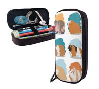 GSGCSBYMLG Guinea Pig Illustration Printed Leather Pencil case Portable Stationery Case