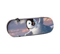 GSGCSBYMLG Happy Penguin Printed Leather Pencil case Stationery Bag