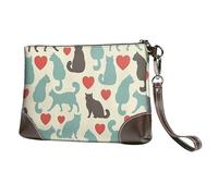GSGCSBYMLG Happy Walking Kitty Printed Leather Clutch Makeup Bag Travel Toiletry Bag
