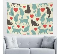 GSGCSBYMLG Happy Walking Kitty printed tapestry 60 * 40inch Aesthetic tapestry indoor decor