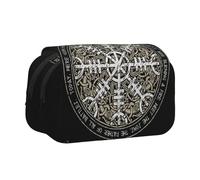 GSGCSBYMLG Helm of awe Printed Double Clamshell Pen Case Portable Stationery Case