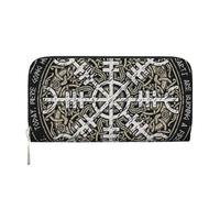 GSGCSBYMLG Helm of awe Printed Leather Hand Wallet Men Women Zip Clutch Card Holder