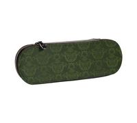 GSGCSBYMLG Hunter Green Floral Petals Pattern Printed Leather Pencil case Stationery Bag