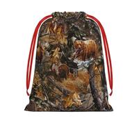 GSGCSBYMLG Hunting Deer Bear Moose printed Drawstring Gift Bag Candy Bag Party Gift Bag