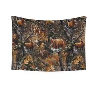 GSGCSBYMLG Hunting Deer Bear Moose printed Pet Blanket Doudou Velour Reversible Blanket