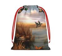 GSGCSBYMLG Hunting Flying Wild Ducks printed Drawstring Gift Bag Candy Bag Party Gift Bag