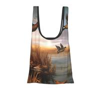 GSGCSBYMLG Hunting Flying Wild Ducks Printed Fold Eco-Friendly Shopping Bag Foldable Storage Bag