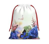 GSGCSBYMLG Hydrangeas Daisies Butterflies printed Drawstring Gift Bag Candy Bag Festive Party Gift Bag