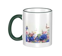 GSGCSBYMLG Hydrangeas Daisies Butterflies Printed Mug Ceramic Mug Decorative Cup