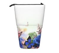 GSGCSBYMLG Hydrangeas Daisies Butterflies Printed Pencil Telescopic Vertical Pencil Case