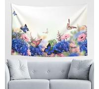 GSGCSBYMLG Hydrangeas Daisies Butterflies printed tapestry 60 * 40inch Aesthetic tapestry indoor decor