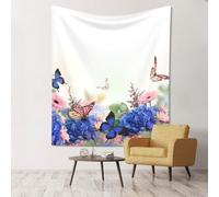 GSGCSBYMLG Hydrangeas Daisies Butterflies printed tapestry 60x51in Wall Hanging Aesthetic Tapestry