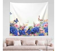 GSGCSBYMLG Hydrangeas Daisies Butterflies printed tapestry 60x51in wall tapestry indoor decor