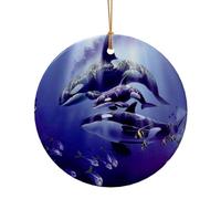 GSGCSBYMLG Killer Whales printed Ceramic Round Pendant Round ceramic pendant in multiple sizes