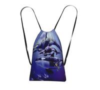 GSGCSBYMLG Killer Whales printed Storage bag with a drawstring backpack Drawstring strap pack