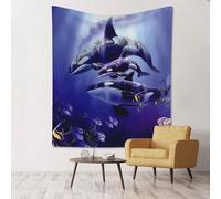 GSGCSBYMLG Killer Whales printed tapestry 60x51in Wall Hanging Aesthetic Tapestry