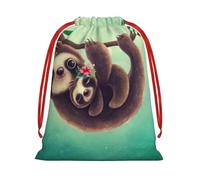GSGCSBYMLG Lazy Cute Sloth Hanging the Branches printed Drawstring Gift Bag Candy Bag Party Gift Bag