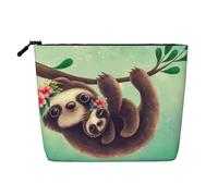 GSGCSBYMLG Lazy Cute Sloth Hanging The Branches Printed Fake Hemp Makeup Bag Travel Toiletry Bag Organizer Bag