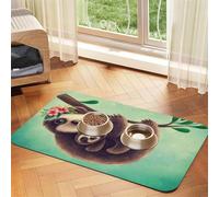 GSGCSBYMLG Lazy Cute Sloth Hanging the Branches printed Pet absorbent leather tablecloth Placemat