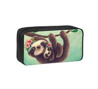GSGCSBYMLG Lazy Cute Sloth Hanging The Branches Printed Simple and Spacious Pen case Pencil Bag Pencil Case