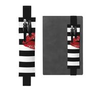 GSGCSBYMLG Lips Printed in Black and White Stripes Printed Leather Pen Holder Bookmark Pencil case