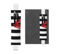 GSGCSBYMLG Lips Printed in Black and White Stripes Printed Leather Pen Holder Bookmark Pencil case