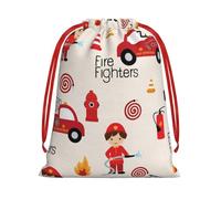 GSGCSBYMLG Little Boys and Girls in FireFighters printed Drawstring Gift Bag Candy Bag Party Gift Bag