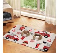 GSGCSBYMLG Little Boys and Girls in FireFighters printed Pet absorbent leather tablecloth Placemat