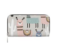 GSGCSBYMLG Llama Cactus Printed Leather Hand Wallet Men Women Zip Clutch Card Holder