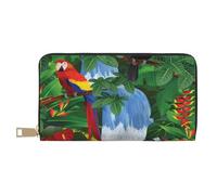 GSGCSBYMLG Macaw and Toucan Perching of American Rainforests Printed Leather Wallet Large Travel Wallet Men Women Zip Clutch Card Holder
