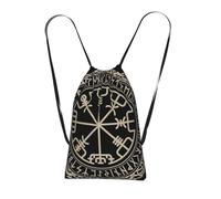 GSGCSBYMLG Magical Design Norse Runes Compass printed Storage bag with a drawstring backpack Drawstring strap pack