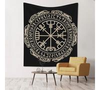 GSGCSBYMLG Magical Design Norse Runes Compass printed tapestry 60x51in Wall Hanging Aesthetic Tapestry